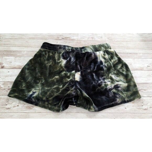 Freshman Girls Size S Green Black Flat Front Tie Dye Elastic Waist  Sweat Shorts - Picture 5 of 9